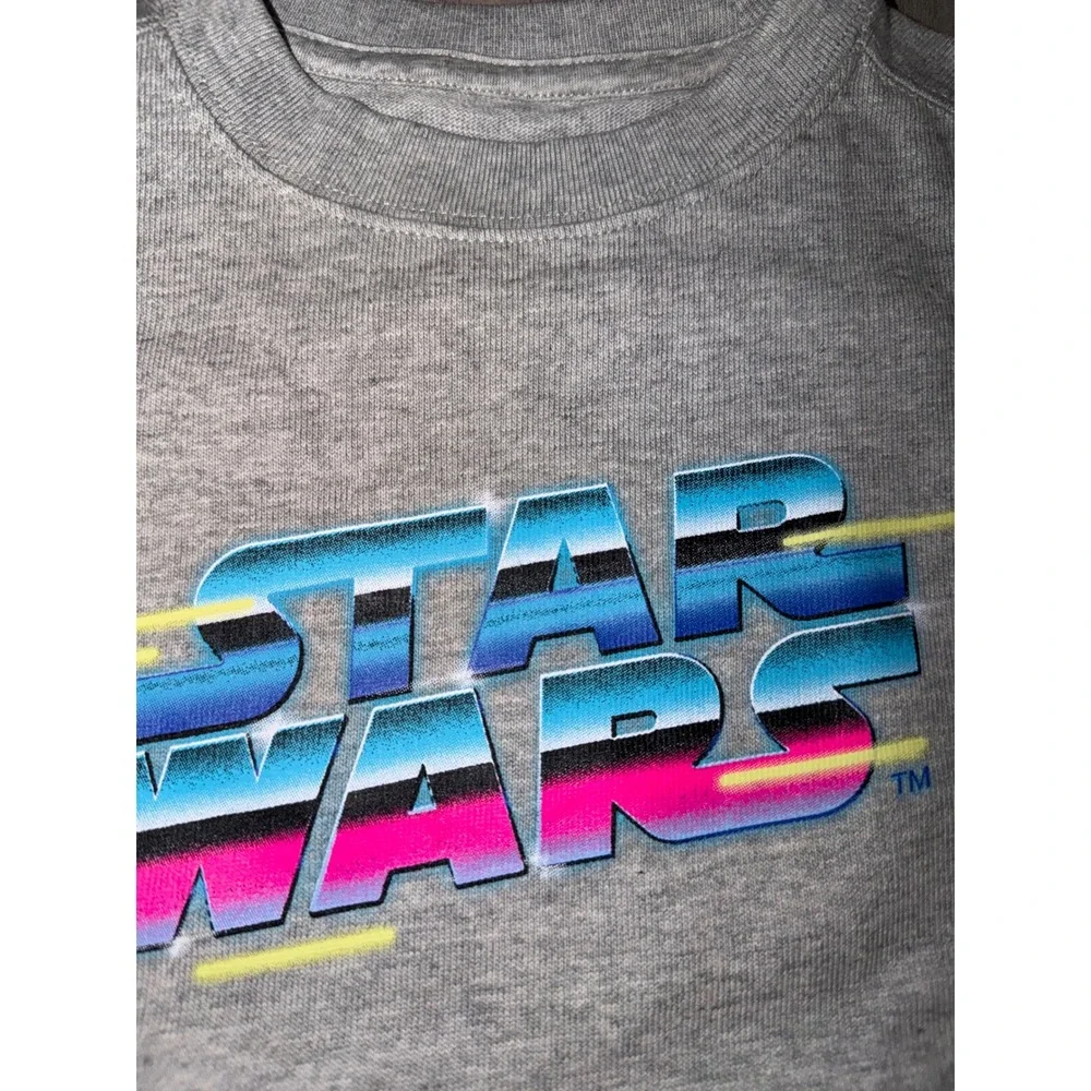 Gap Kids Star Wars Millennium Falcon Graphic T-Shirt‎ Gray Neon XS 4-5 Q3